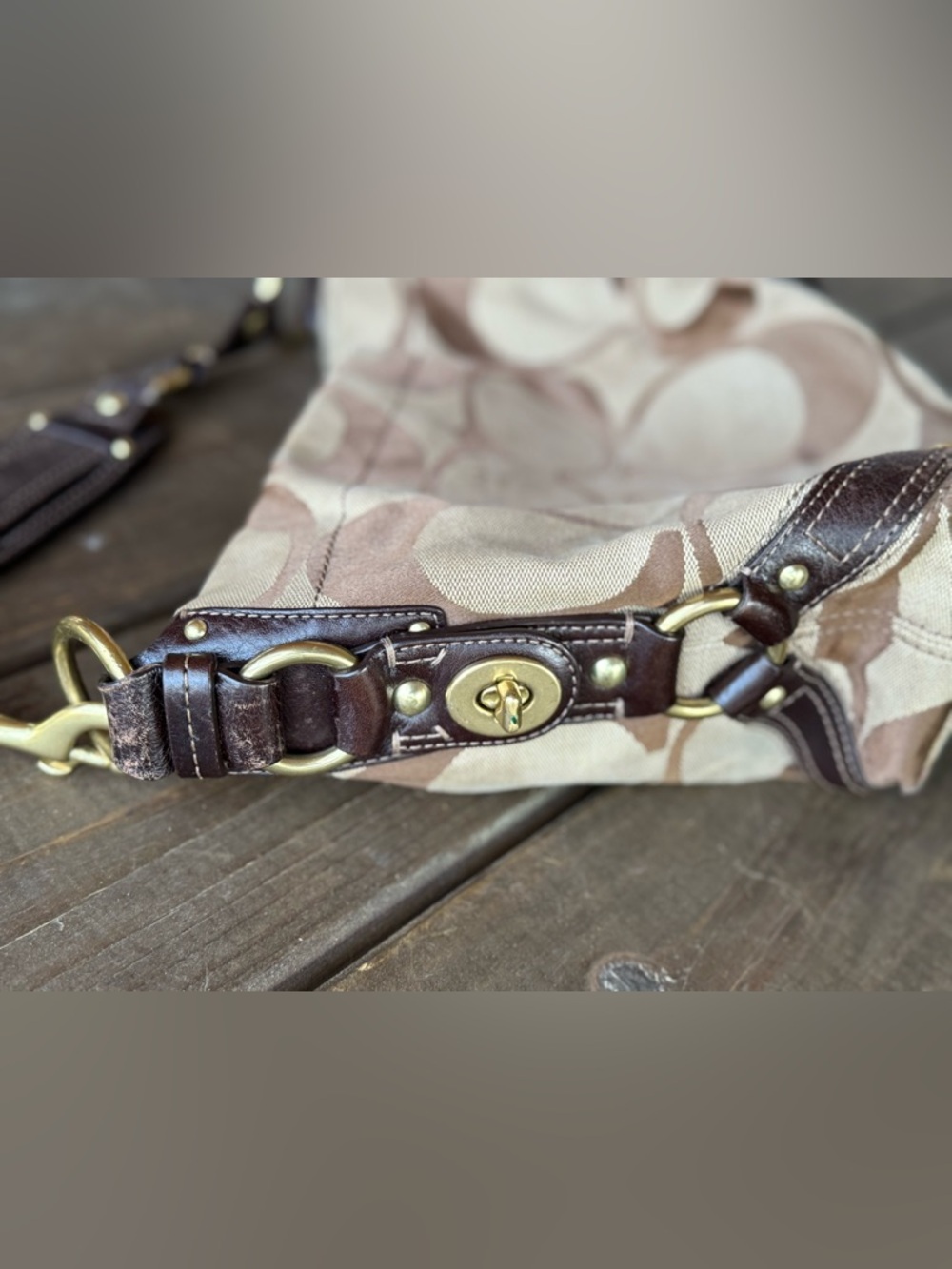 Vintage Y2K Coach Carly Hobo Bag Jacquard Monogram 10619 - Picture 2 of 4